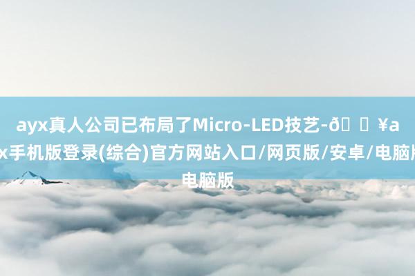 ayx真人公司已布局了Micro-LED技艺-🔥ayx手机版登录(综合)官方网站入口/网页版/安卓/电脑版